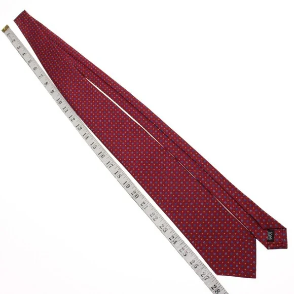 Drake's NWT Neck Tie in Red w/ Blue & Yellow Floral / Square Pattern 100% Silk